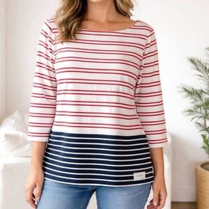 Authentic Talbots Tee in a colorblock stripe pattern. Size 3X